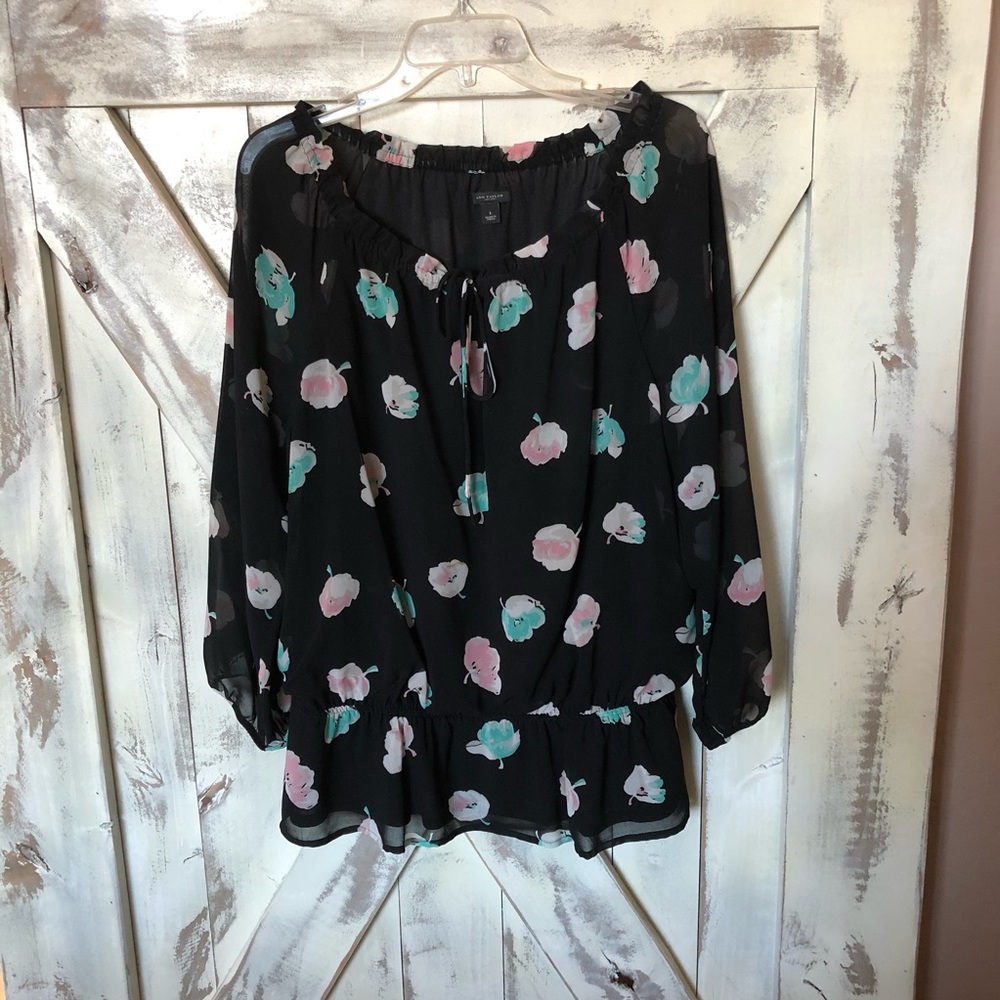 Ann Taylor peplum floral blouse